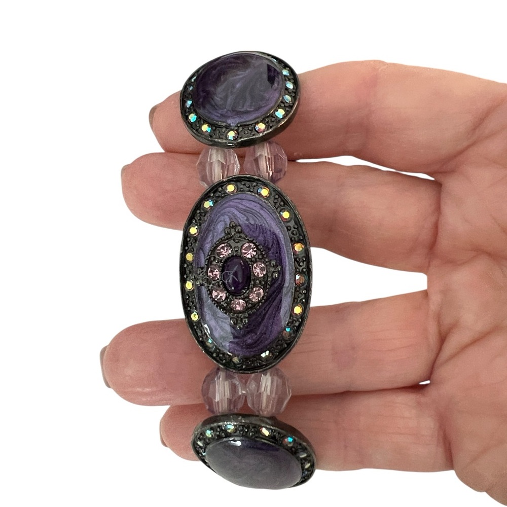 New BRACELET Purple Gem BIRCH HILL Stretch Victorian Style
